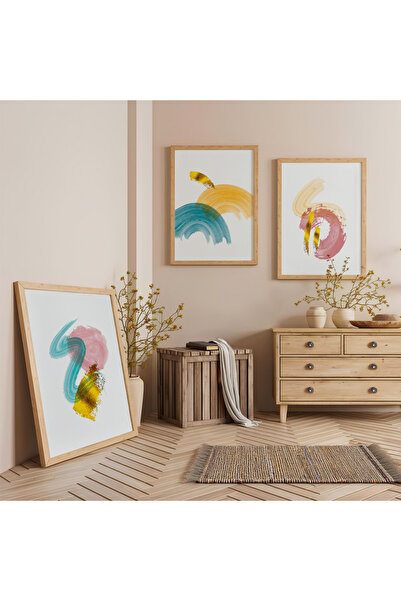 Zevahir Mobilya Dekorasyon Σετ Τριπλών Ξύλινων Πίνακων Χορός των Χρωμάτων με ...