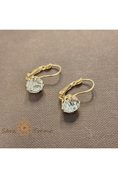 SaraTremo Diamant Cercei – Cristale albe placate cu aur brazilian de 18K