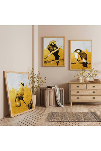 Zevahir Mobilya Dekorasyon Set de pictură triplă din lemn cu rame din lemn, L...