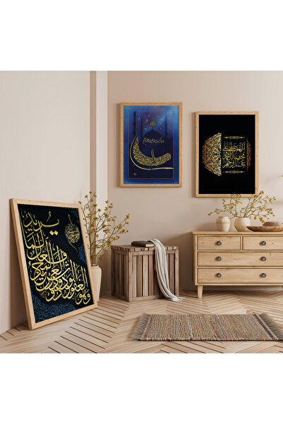 Zevahir Mobilya Dekorasyon Set de pictură din lemn cu trei piese Cami cu rame...