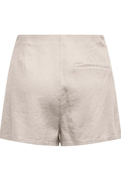 ONLY Women's High Waist Linen Blended Shorts Skirt - Stone