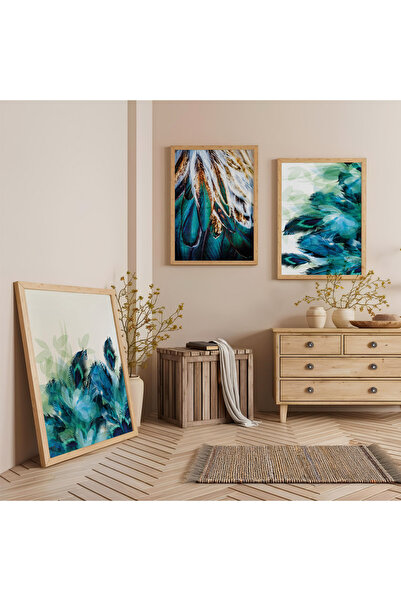 Zevahir Mobilya Dekorasyon Set de pictură în lemn cu cadru din lemn, albastru...