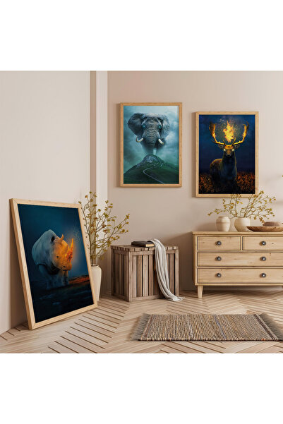 Zevahir Mobilya Dekorasyon Wooden Framed Mystical Power of Nature Triple Wood...