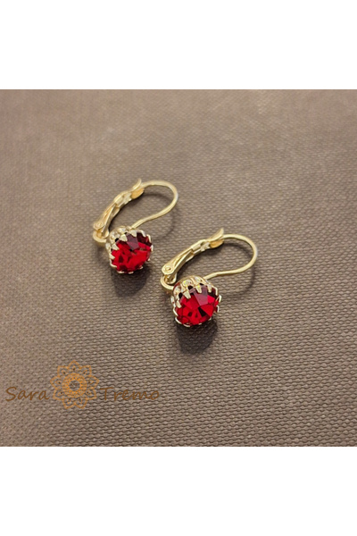 saratremo Cercei Passion – Cristale rosii placati aur 18 K Brazilia