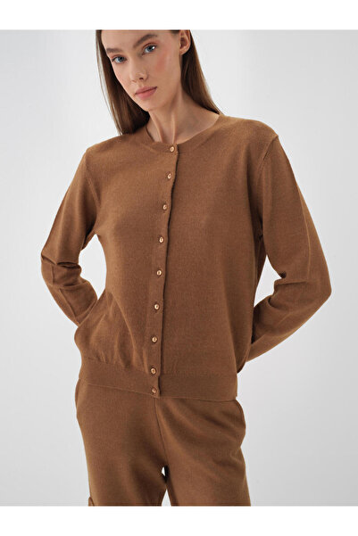 Xint Kadın Camel Yünlü Basic Hırka