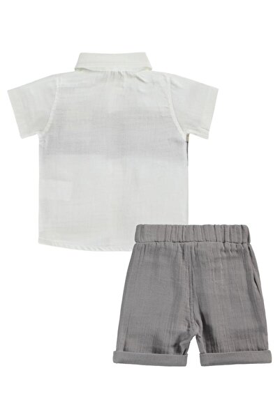 Concept. Concept Muslin Shirt and Shorts 3-Piece Set 6-18 Months - Gray6-9 Months