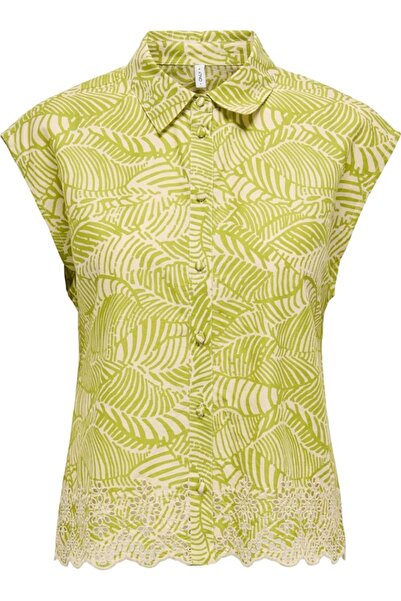ONLY Onllou Life Emb S/S Shirt - Light Green