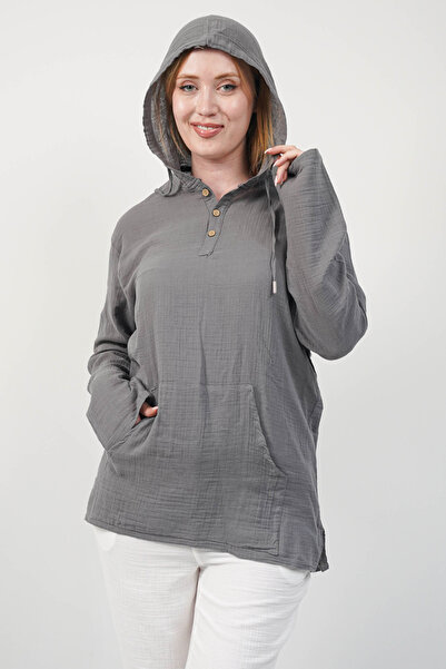 SİDE OTANTİK Muslin cu glugă Hanorac pentru femei, cu buzunar cangur, respira...