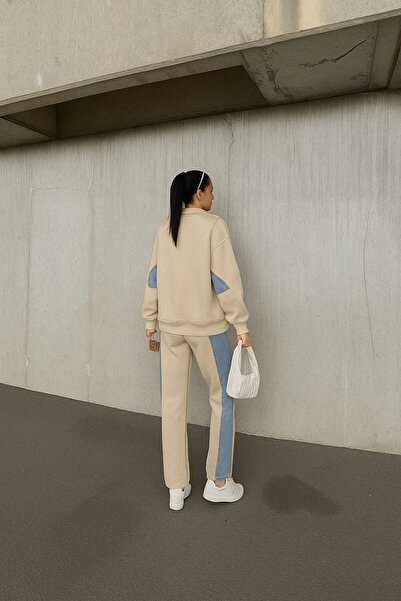 Bliss Γυναικείο τζιν με λεπτομέρειες, άνετη εφαρμογή, χοντρό υφασμάτινο χειμερινό σετ φόρμας, κάτω και επάνω μέρος