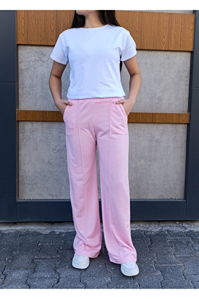 siyalife Γυναικείο ριγέ ψηλόμεσο φαρδύ παντελόνι