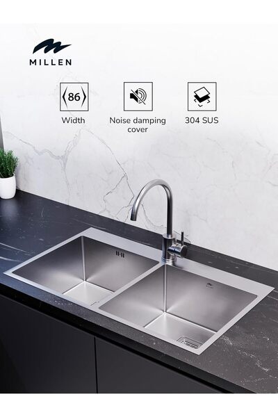 MILLEN حوض غسيل علوي مصنوع يدويًا، وعاء واحد - SUS 304، عازل للصوت، بلمسة نها...