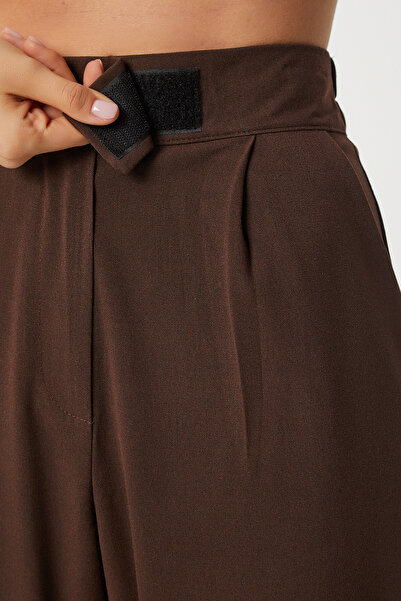 Lovelyİstanbul Velcro Polyviscon Palazzo Trousers Lgp0022 Brown