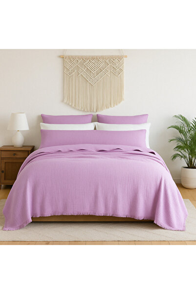 Bhoota Çift Kişilik Yatak Örtüsü Seti 100% Organik Pamuk 4 Katlı Müslin, Nefes Alan Kumaş Battal 230x250 Cm