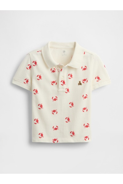 GAP Erkek Bebek Çok Renkli Pique Polo Yaka Yengeç Desenli T-Shirt