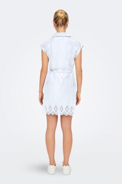 ONLY Rochie cămașă Onllou Life Emb S/s albă