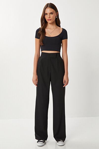 Lovelyİstanbul Velcro Polyviscon Palazzo Pants Lgp0022 Black