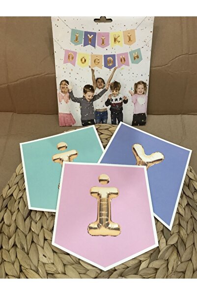 Deniz Party Store Makaron ( Harf Balon Görünümlü Gold Folyo ) Iyi Ki Doğdun Yazı