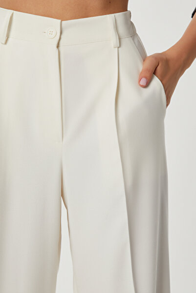 Lovelyİstanbul Pensli Pleated Polyviscose Trousers Lgp0021 Bone