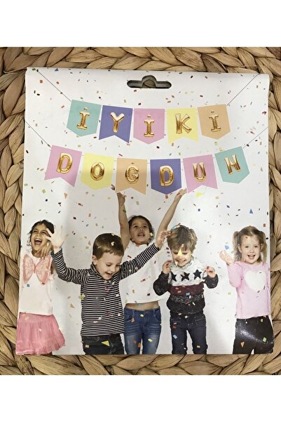 Deniz Party Store Makaron ( Harf Balon Görünümlü Gold Folyo ) Iyi Ki Doğdun Yazı
