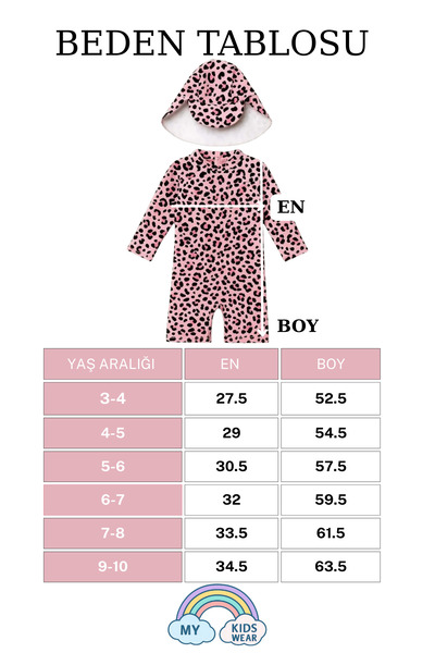 My Kids Wear Şapkalı Fermuarlı Uzun Kollu  Kız Çocuk Mayo