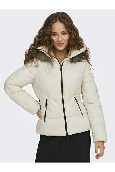 ONLY Onlfever Куртка з капюшоном і хутром - Жіноча, Екрю 15322003