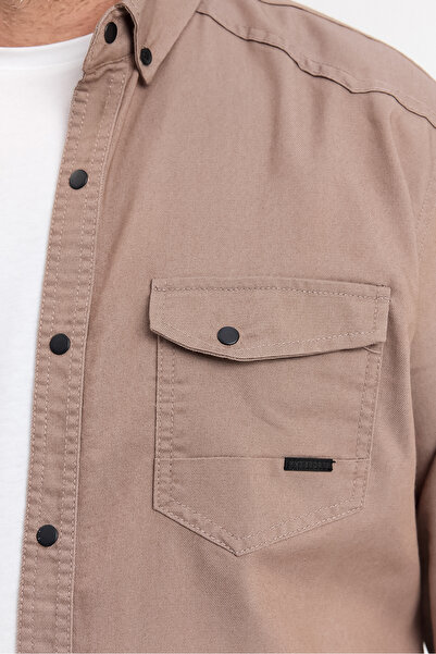 YXC Big Size Slim Fit Men's Denim Shirt Mink Fits for Size 5XL Weight 110-115 Kilos