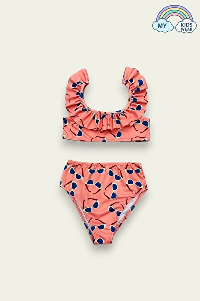 My Kids Wear Fırfırlı Baskılı Kız Çocuk Mayosu