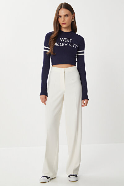 Lovelyİstanbul Dikişli Straight Poliviskon Pantolon LGP0023 KEMİK