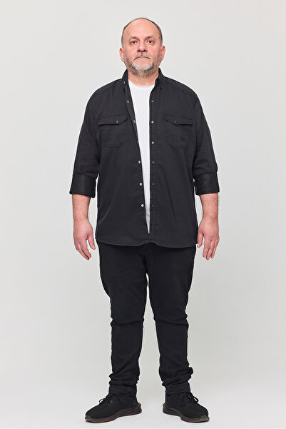 YXC Anthracite Slim-Fit Men's Denim Shirt