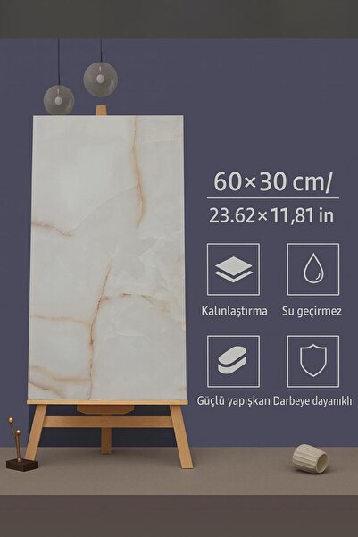 UKAB Kendinden Yapışkanlı Esnek Köpük Sarı Gold Mermer Desenli Pvc Panel 60x3...
