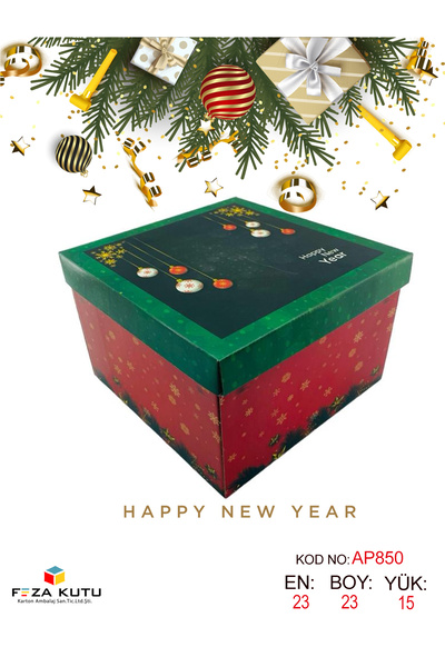 Feza Kutu 23x23x15 Hediyelik Kutu Kraft Kutu Karton Kutu YIlbaşı Kutusu Pasta Kutusu Balon Kutusu (5 ADET)