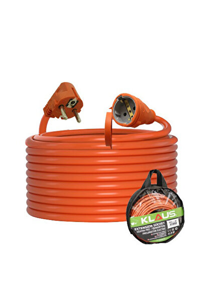 Klaus Portable Extension Cable KE15220, 20m, 3x1.5mm, Orange, Outdoor and Indoor