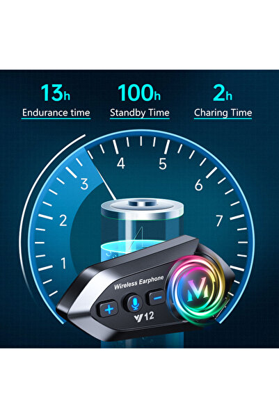 Enshall Y12 Rgb Işıklı 5.3 Bt FM radyo Bluetooth Motosiklet Kask Kulaklık İntercom seti