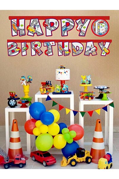 era balon Trafik Temalı Happy Birthday Yazısı Banner Parti Süsü – Doğum Günü ...
