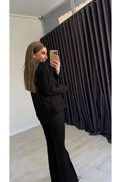 elif teke Midnight Siyah Likralı İspanyol Paça Jean
