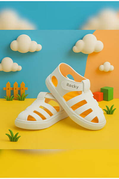 Zilvana Orthopedic White Children's Sandals Velcro, Water Resistant Eva Sole, Unisex Summer