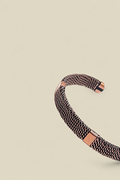 Sevilgülgünfinecrafts Özel Seri El Yapımı Saf Bakır Örgü Desenli Erkek Kelepç...