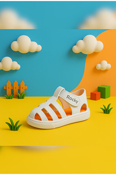 Zilvana Orthopedic White Children's Sandals Velcro, Water Resistant Eva Sole, Unisex Summer