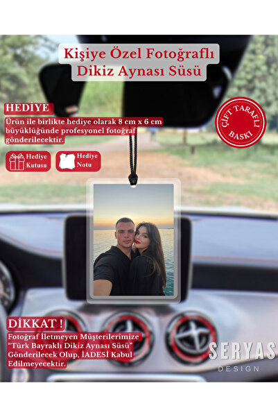 SERYAS DESIGN Kişiye Özel Fotoğraflı Dikiz Aynası Süsü Araba Süsü Araba Hediy...