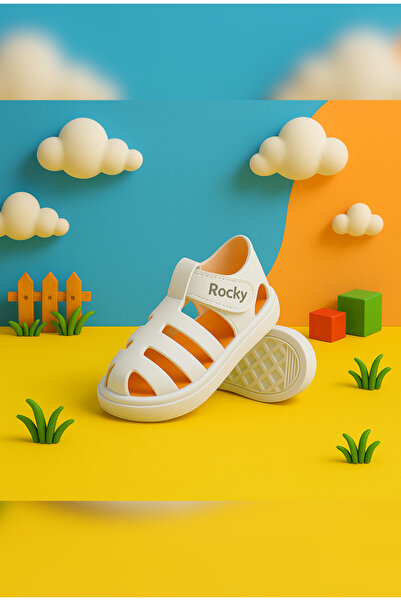 Zilvana Orthopedic White Children's Sandals Velcro, Water Resistant Eva Sole, Unisex Summer