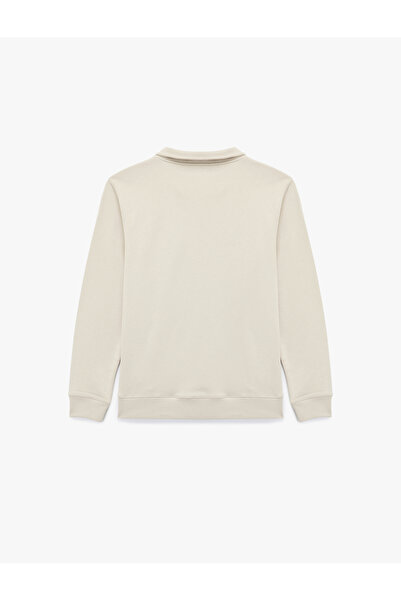 Koton Langärmliges, gestricktes Basic-Sweatshirt mit halbem Reißverschluss