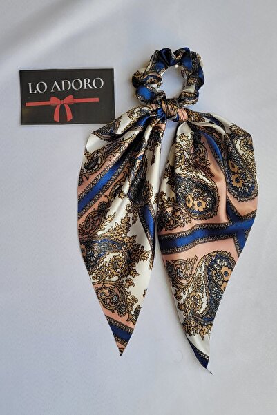 LO ADORO Fular Lastik Toka Saten Kadın Topuz Toka Çanta Boyun Fular Bandana S...