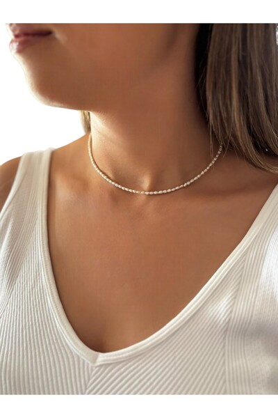 By Saadet Özkanlı Kadın Gerçek Istiridye Inci 1,5 mm çok ince ve zarif Tatlısu Inci Kültür Incisi Özel Tasarım Kolye