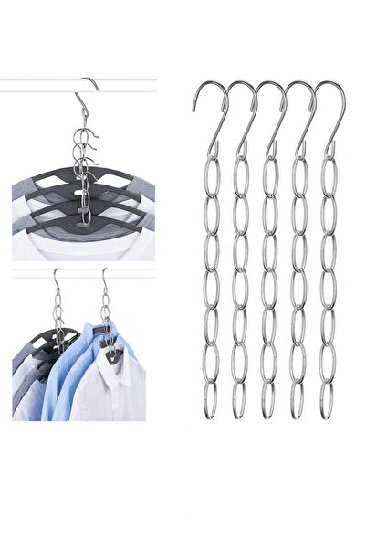 VENON 1 τεμάχιο μεταλλικός οργανωτής ρούχων με 7 αλυσίδες, χρωμιωμένος, πολυε...