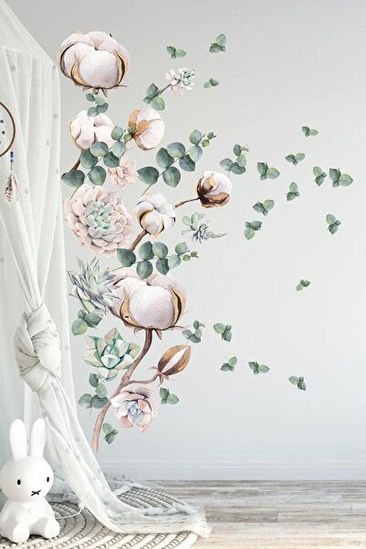 Kt Grup Botanik Sulu Boya Çiçekler Büyük Boy Duvar Sticker Seti