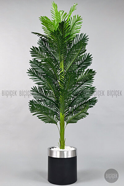 BİÇİÇEK Areka Palmiyesi 150cm metal siyah gümüş saksıda