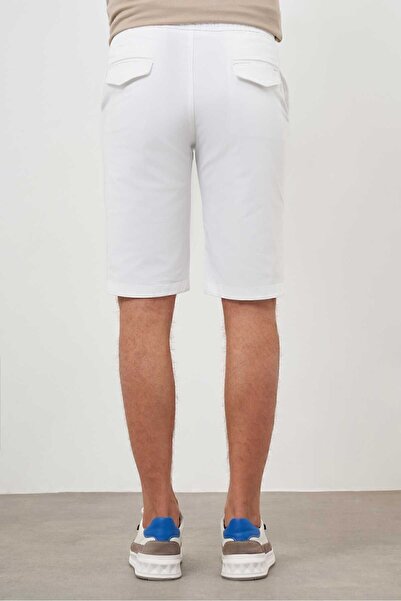Morven Чоловічі білі бавовняні шорти з прямим кроєм Dynamic Fit
