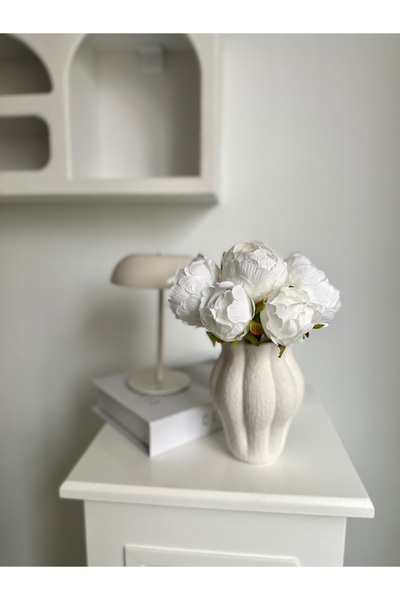 Çiçek 1 جودة فاخرة 6 قطع الفاوانيا البيضاء