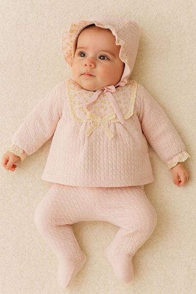 Tongs Baby Baby Girl Seersucker Ruffle Collar Hospital Release - 5-Piece Pink Bodysuit Set Newborn (0-3 Months)