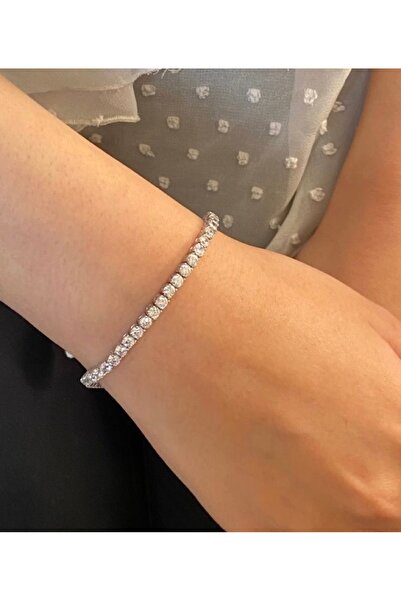 Font Zircon Stone Steel Waterway Bracelet 1.5 mm